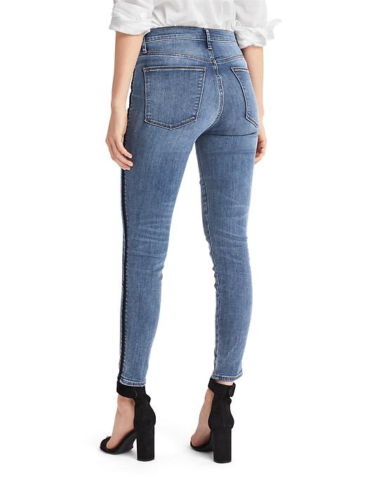 Image number 2 showing, Super high rise velvet-trim true skinny jeans