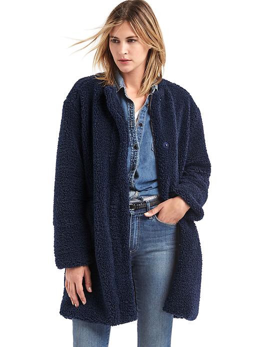 Image number 7 showing, Cozy sherpa collarless coat