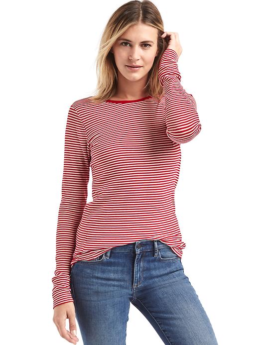 View large product image 1 of 1. Long sleeve stripe tunic tee