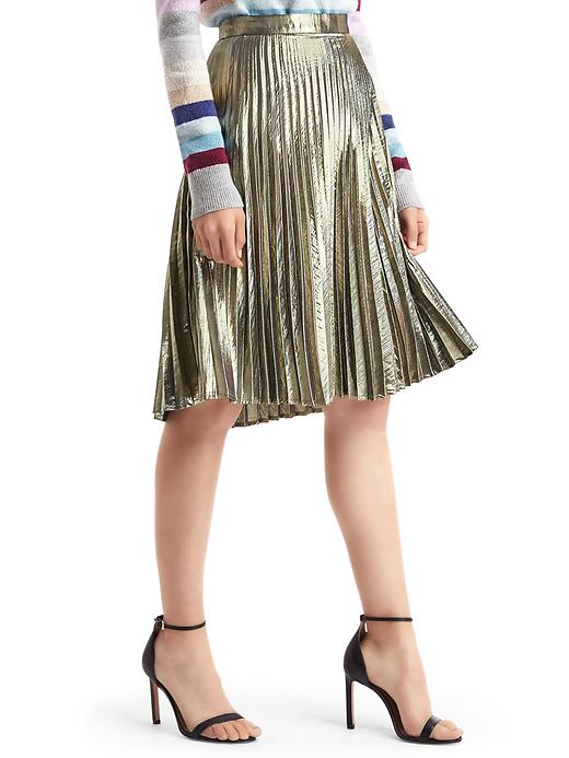 Image number 1 showing, Metallic A-line pleat skirt