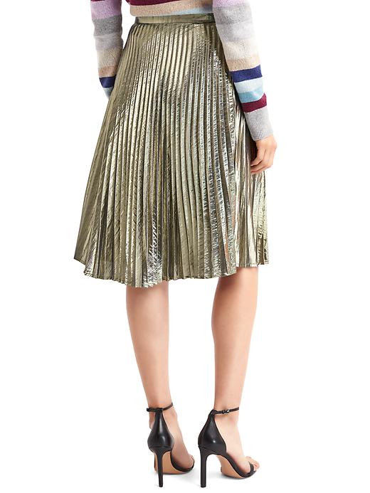 Image number 2 showing, Metallic A-line pleat skirt