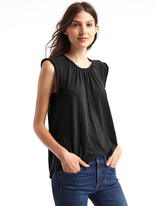 View large product image 1 of 1. Soft cap sleeve top