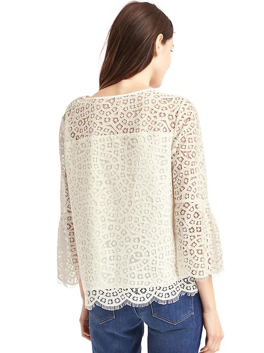 Image number 2 showing, Crochet lace three-quarter bell sleeve top