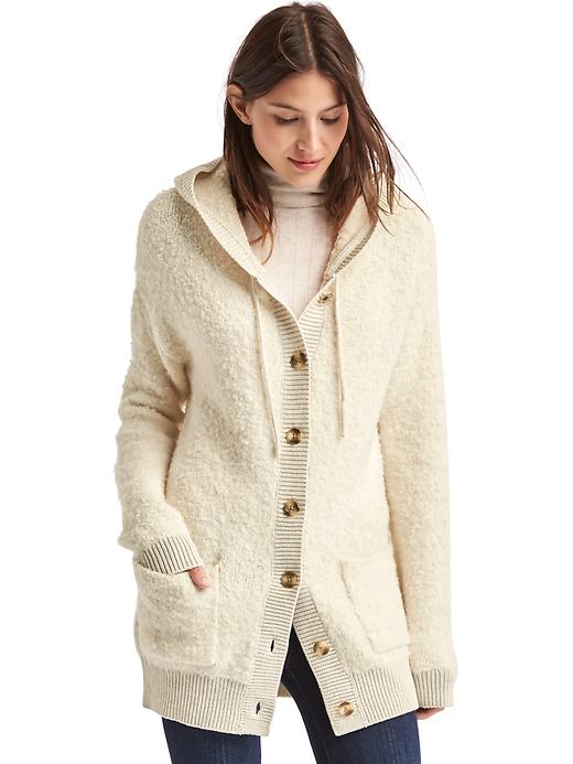 Image number 1 showing, Boucle hooded cardigan