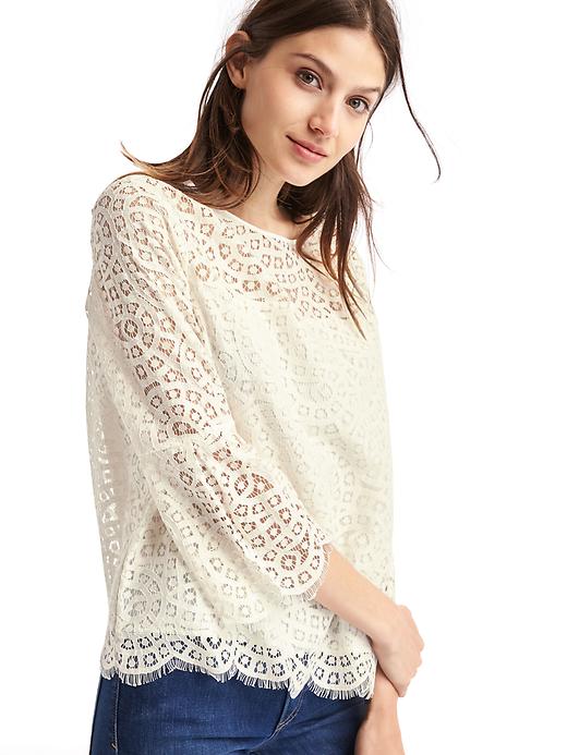 Image number 5 showing, Crochet lace three-quarter bell sleeve top