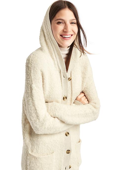 Image number 5 showing, Boucle hooded cardigan