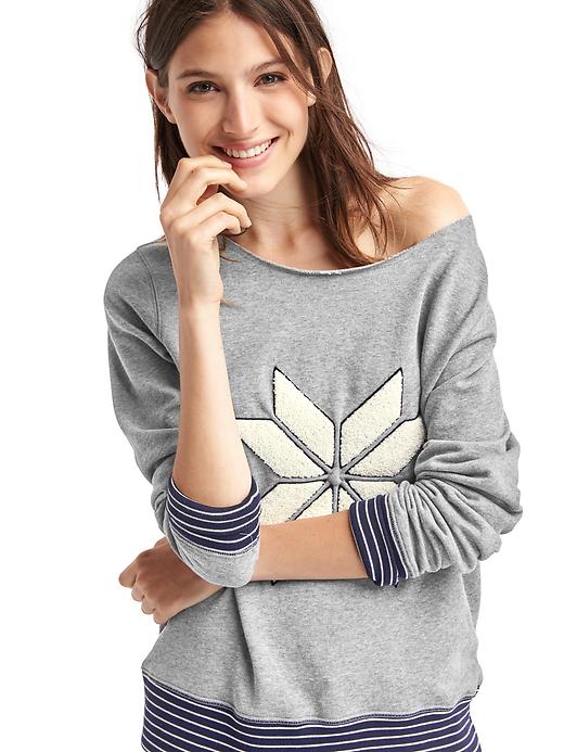 Image number 5 showing, Textured snowflake stripe-trim sweatshirt