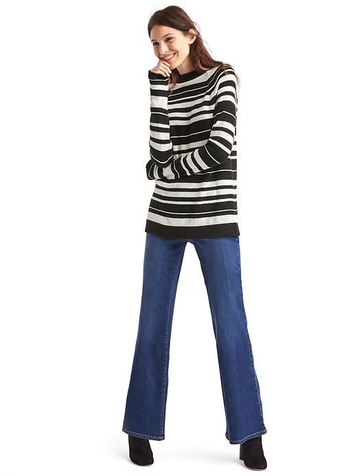 Image number 3 showing, Merino wool blend stripe mock neck sweater