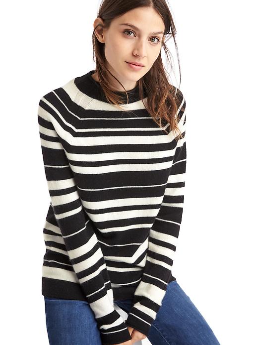 Image number 5 showing, Merino wool blend stripe mock neck sweater