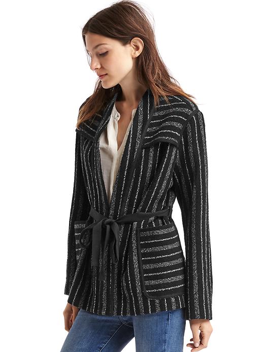 Image number 1 showing, Wool-blend stripe short coat