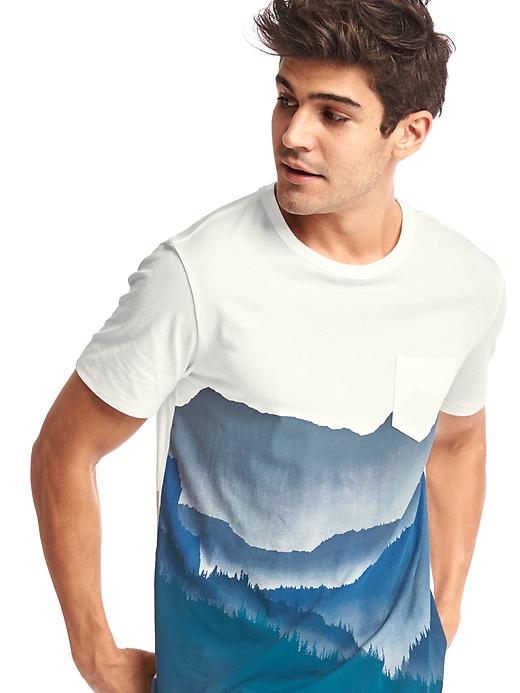 Image number 5 showing, Painted mountain graphic pocket tee