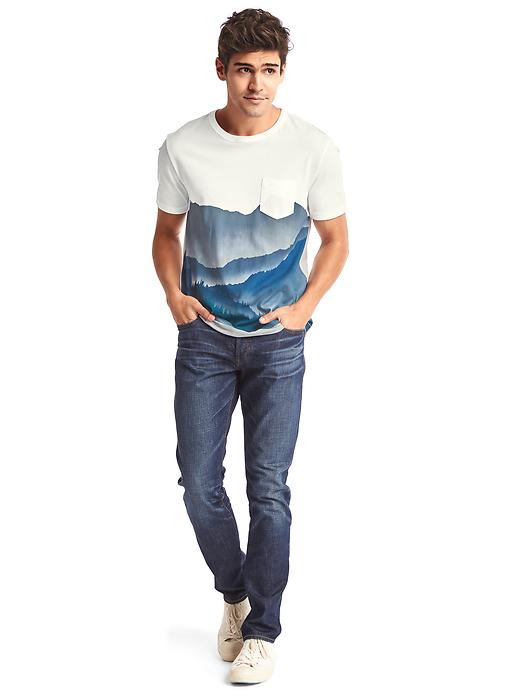 Image number 3 showing, Painted mountain graphic pocket tee