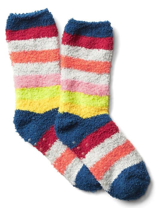 View large product image 1 of 1. Crazy stripe cozy crew socks