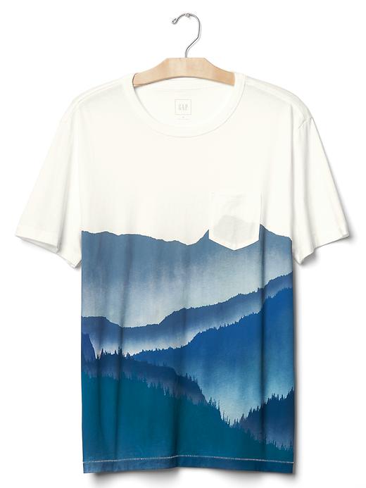 Image number 6 showing, Painted mountain graphic pocket tee