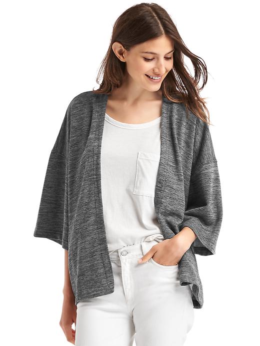 Image number 1 showing, French terry kimono cardigan