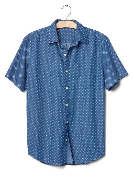 Image number 6 showing, Indigo twill micro dot short sleeve standard fit shirt