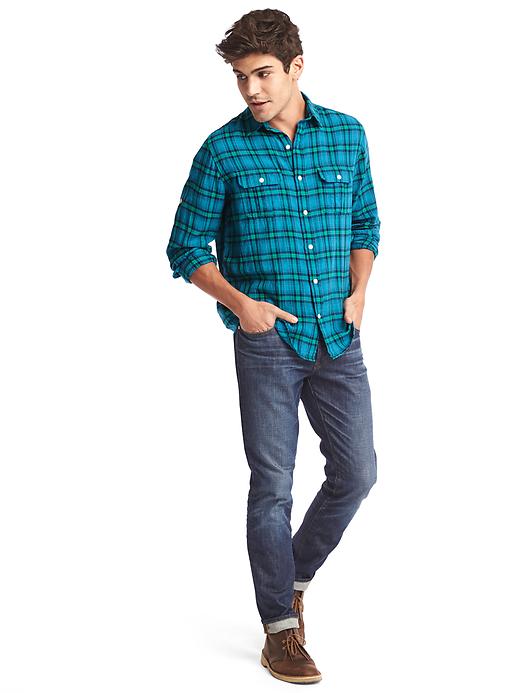 Image number 3 showing, Crinkle cotton plaid standard fit shirt