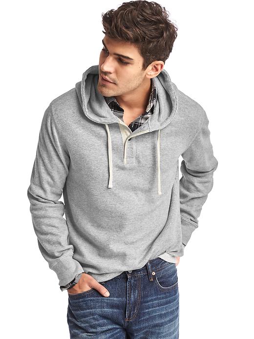 Image number 6 showing, Waffle knit henley hoodie