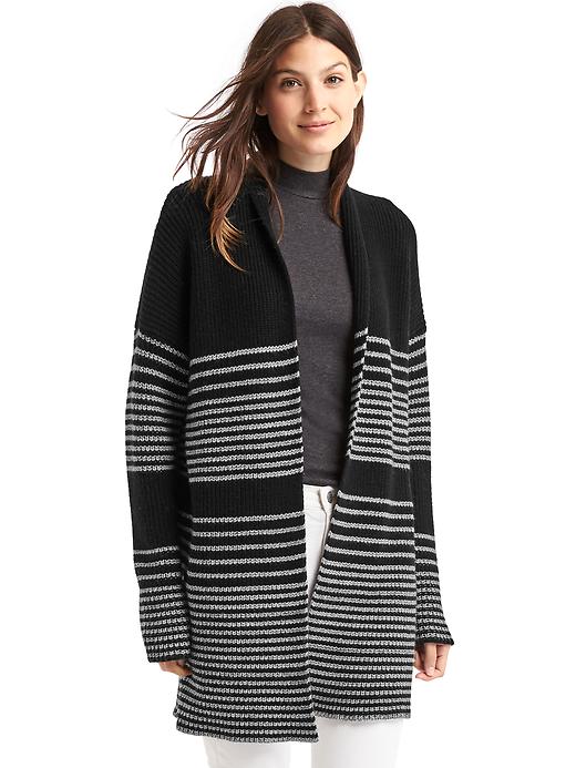Image number 1 showing, Merino wool blend gradient stripe shaker cardigan