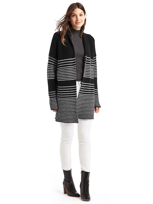 Image number 3 showing, Merino wool blend gradient stripe shaker cardigan