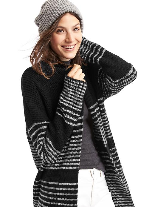 Image number 5 showing, Merino wool blend gradient stripe shaker cardigan