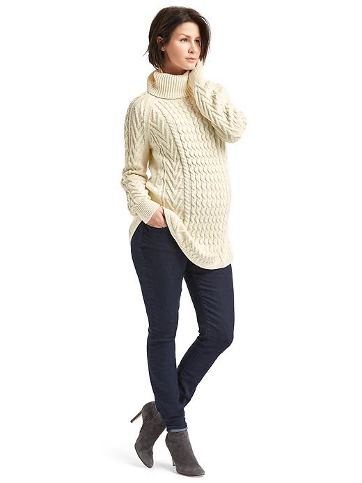 Image number 3 showing, Maternity cable knit turtleneck sweater