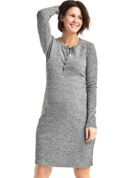 Image number 1 showing, Maternity softspun knit henley dress