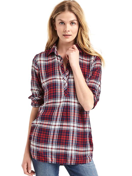 View large product image 1 of 1. Soft plaid tunic