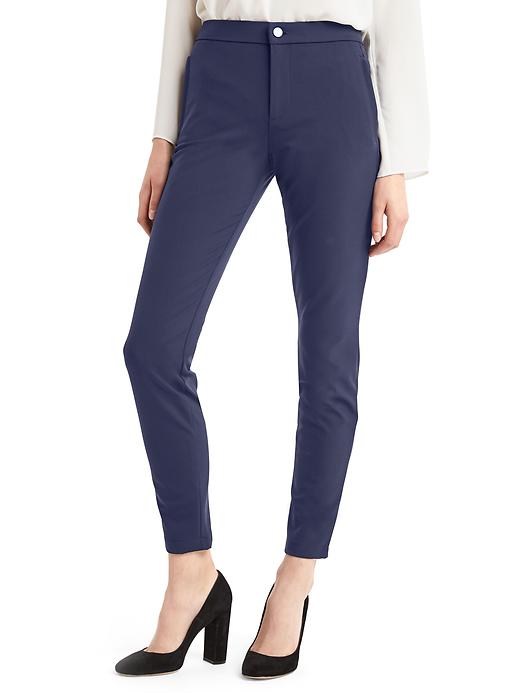 View large product image 1 of 1. Bi-stretch skinny high rise ankle pants