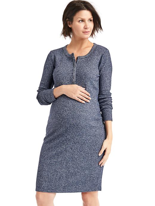View large product image 1 of 1. Maternity softspun knit henley dress