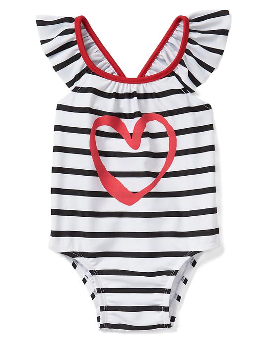 View large product image 1 of 3. Love & stripes flutter swim one-piece