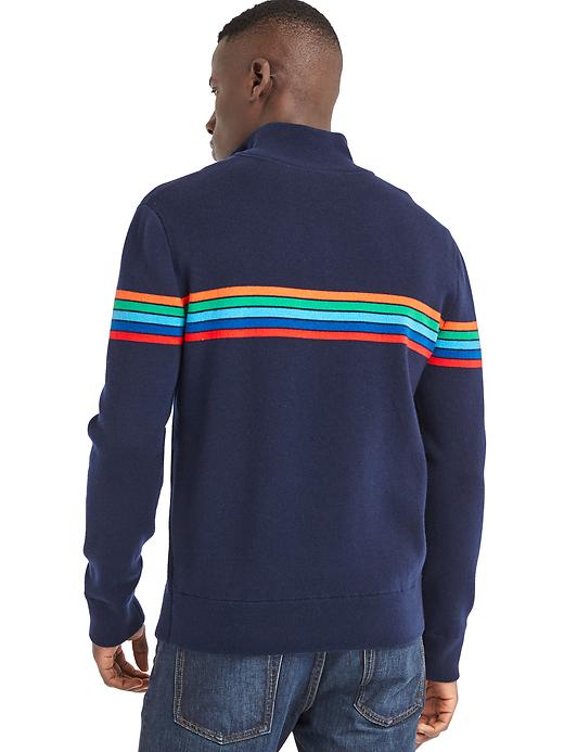 Image number 2 showing, Ski stripe half-zip mockneck sweater