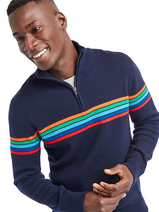 Image number 5 showing, Ski stripe half-zip mockneck sweater