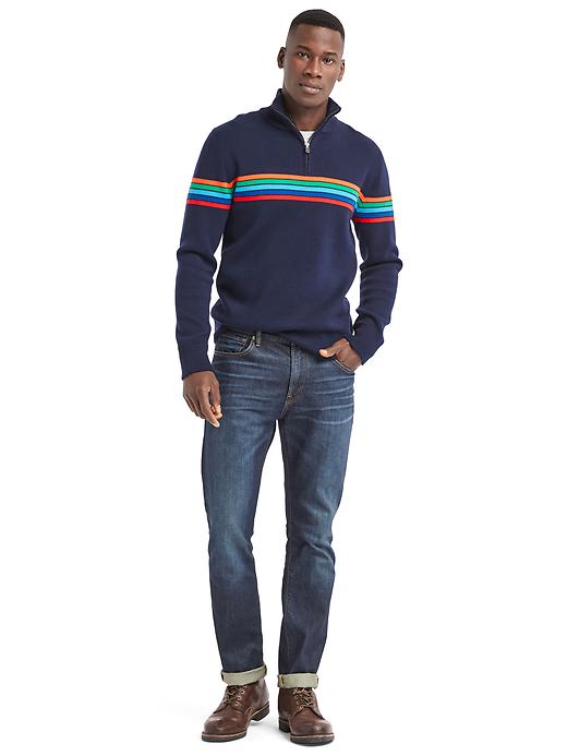 Image number 3 showing, Ski stripe half-zip mockneck sweater