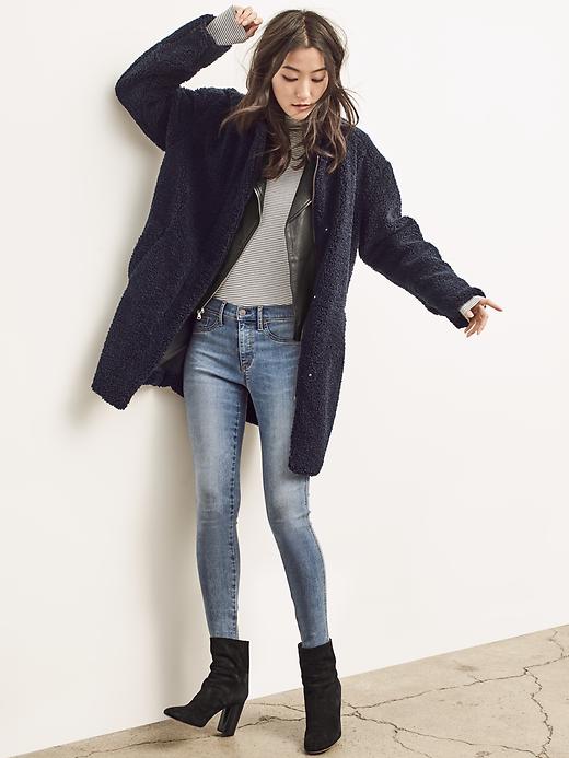Image number 2 showing, Cozy sherpa collarless coat