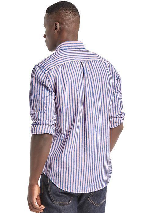 Image number 2 showing, Indigo twill stripe standard fit shirt