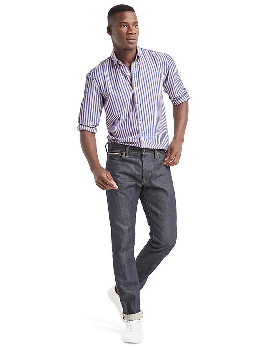 Image number 3 showing, Indigo twill stripe standard fit shirt