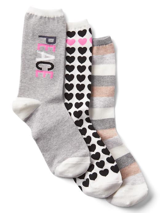 View large product image 1 of 1. Cozy multi-print crew socks