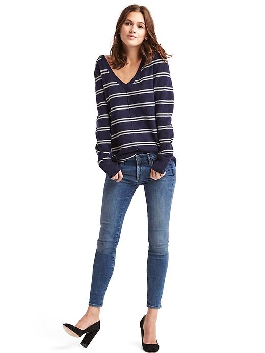 Image number 3 showing, Stripe deep V-neck sweater