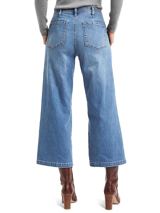Image number 2 showing, High rise wide-leg crop jeans