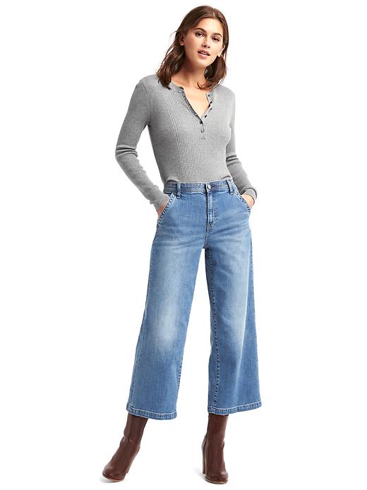 Image number 3 showing, High rise wide-leg crop jeans