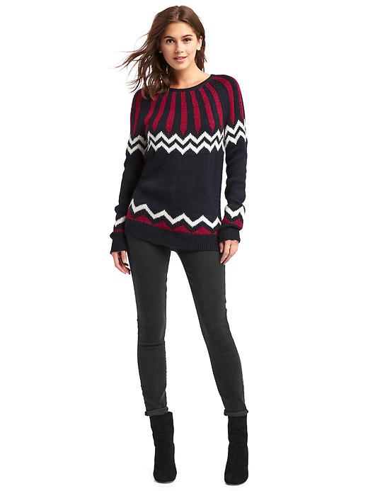 Image number 3 showing, Intarsia pattern crewneck sweater