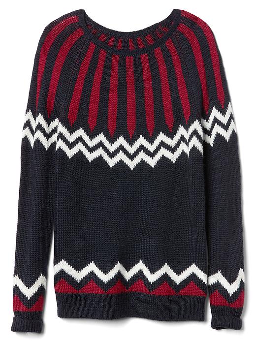 Image number 6 showing, Intarsia pattern crewneck sweater