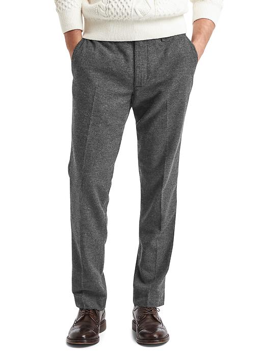 View large product image 1 of 1. Textured wool-blend slim fit trouser