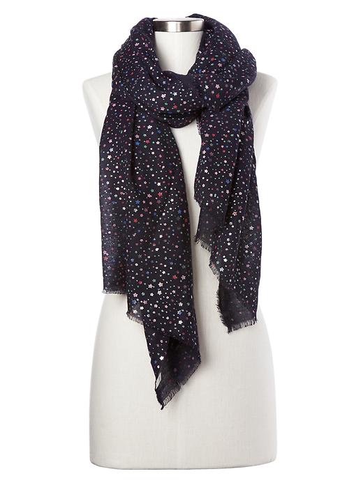 View large product image 1 of 1. Wool ditsy star print scarf