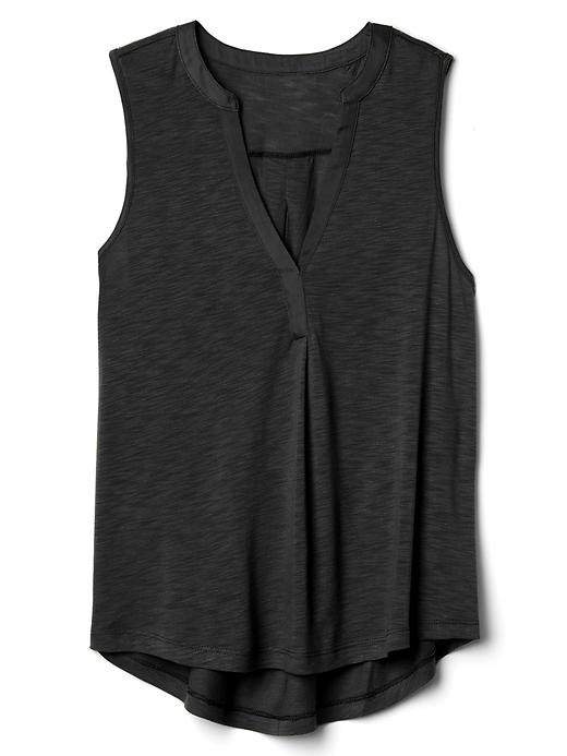 View large product image 1 of 1. Drapey split-neck tank