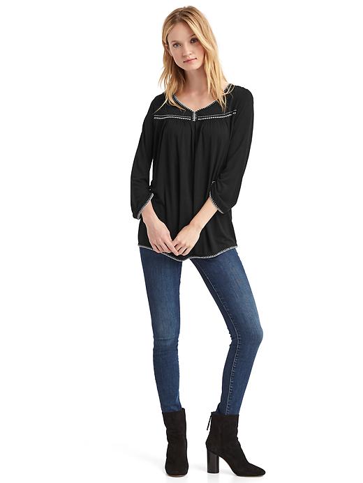 Image number 3 showing, Drapey contrast-stitch long sleeve top