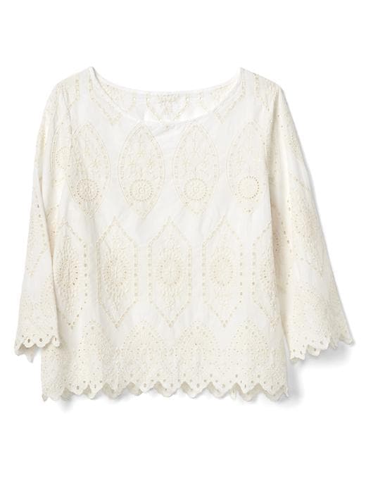 Image number 6 showing, Intricate eyelet three-quarter sleeve top