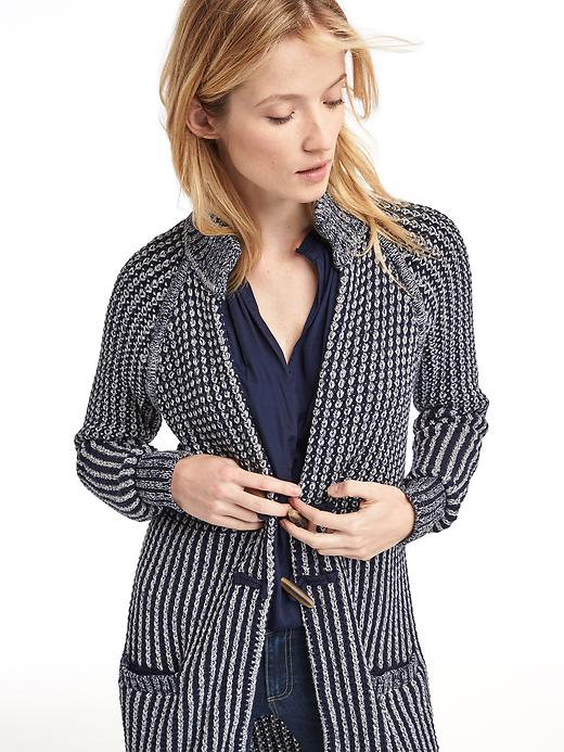 Image number 5 showing, Textured toggle-front long cardigan