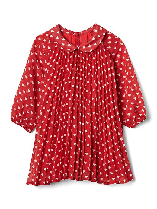 Image number 1 showing, Heart Print Pleated Dress